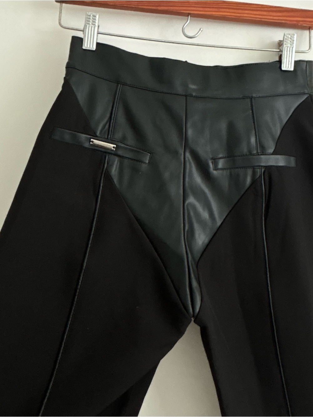 Manieré de Voir women’s panel black leather tailored pants size 4 - Picture 8 of 8